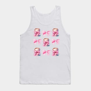 Coquette Pink Bows and Coffee Tank Top